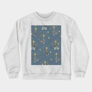 Cool giraffe blue background Crewneck Sweatshirt